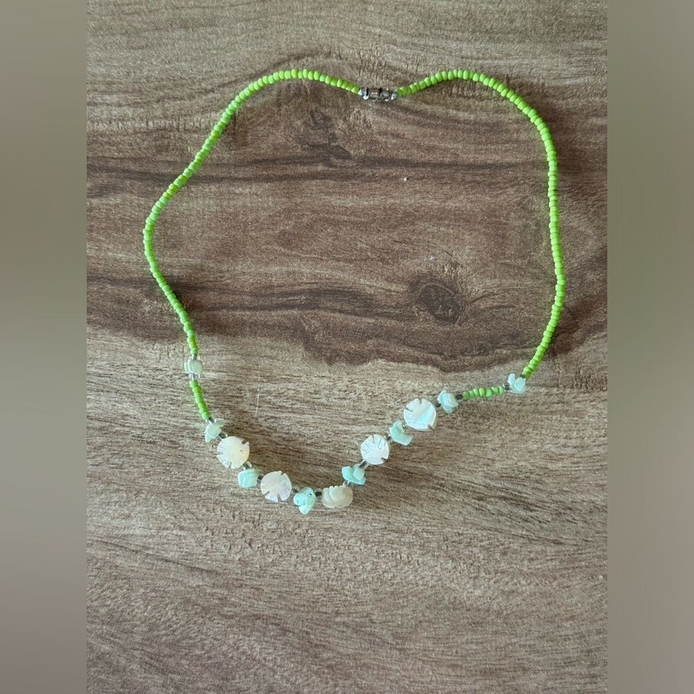 Hand made green Beaded necklace